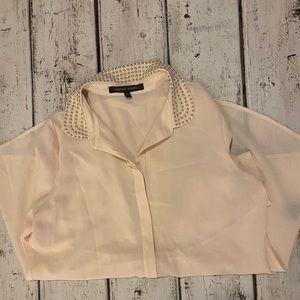 Cynthia Steffe Studded Collar Sheer Blouse